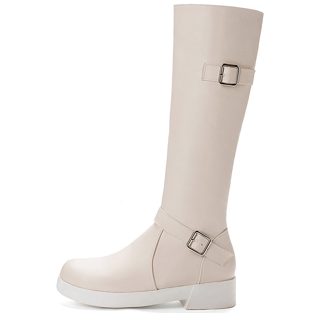 

Hot Sale- new arrivals chunky heels knee high boots woman shoes zip up platform shoes women boots female, Black add fur