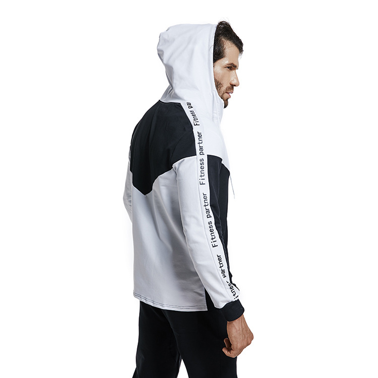 

Fitness partner new slim breathable hooded cardigan jacket sports casual shirt muscle training running sweater, White