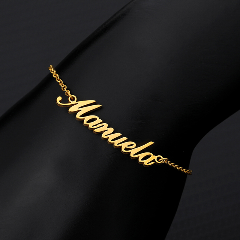

fashion customized titanium steel name anklet personalzied letter anklet logo pendant gold plated individuation jewelry no fading no allergy