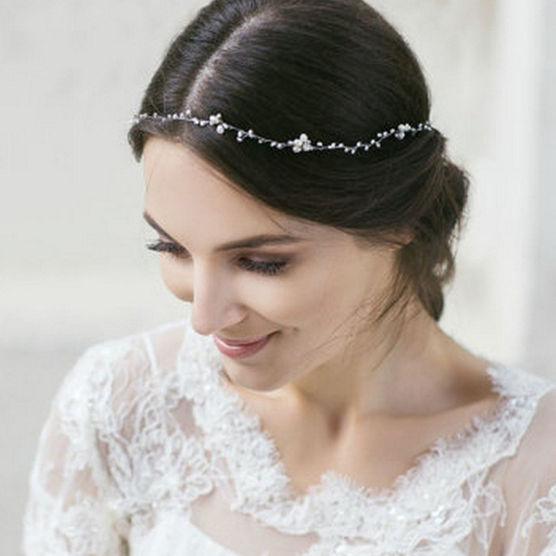 

Bride Wedding Wedding Dress Accessories Manual Full Crystal Pearl Soft Chain Hair Band Hair Hoop Headwear Hair Decorate