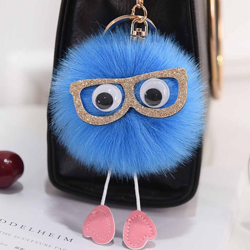 

Mini Charms Cute Faux Fur Pompom Car Handbag Pendant Key Chains Ring Holder Bag Decorative Fashion Jewelry