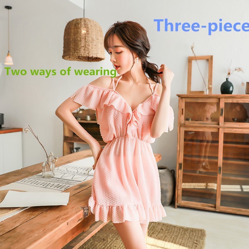 

Plus Size Swimwear Women Three-piece Split Sexy Slim Conservative Beach Skirt Hot Spring Swimsuit Summer A2212YPD