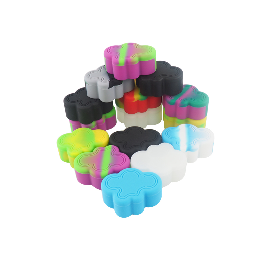 

10pcs/Lot Nonstick Cloud Shape Silicone Container jar wax Dab Box Insects oil seal jar 22ML