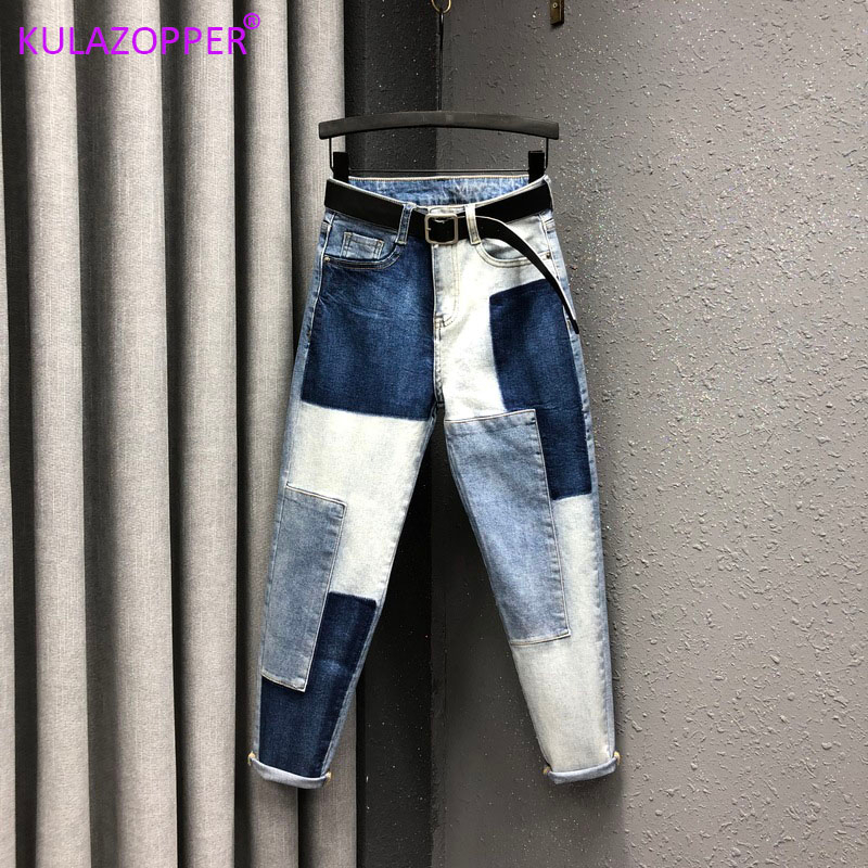

Slightly Elastic Jeans Mujer 2019 Plus Size Pants Women Jeans Large Size Denim Patch Harlan Cuff Pencil Femme Woman ZH193, Black