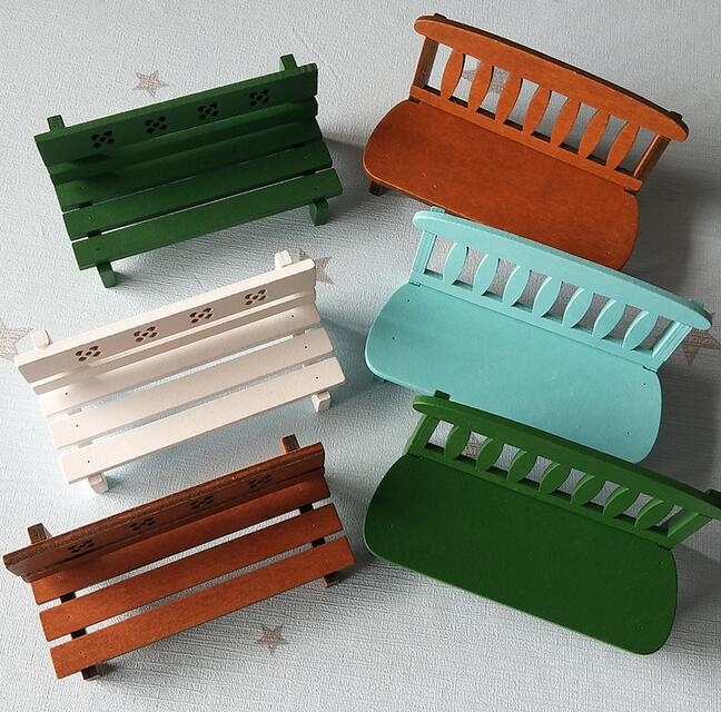 Mini Fairy Garden Wooden Chair Seashore Bench DollHouse Furniture Figurine#3