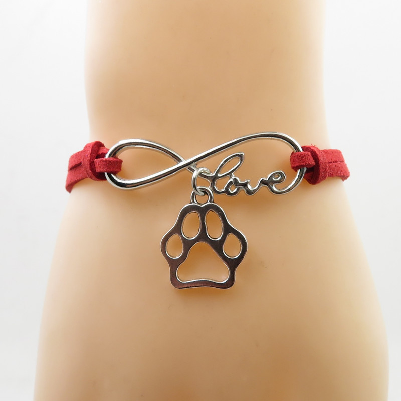 

Infinity Love Pet Dog Bracelet Dog Pet Paw Charm Pitbull Dog Paw Bear Wrap Men Bracelets & Bangles For Women And Man