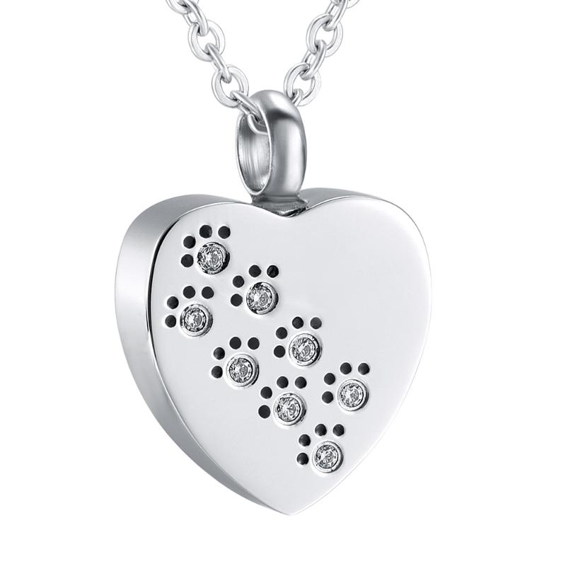 

Heart Keepsake Print with Crystal in My Heart Pet Cremation Pendant Dog Urn Necklace Memorial Ashes Urn Jewelry