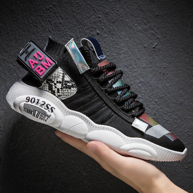 

2019 men's tennis red new daddy shoes Korean Trend running shoes simple, fashionable and versatile men's shoes breathable, White