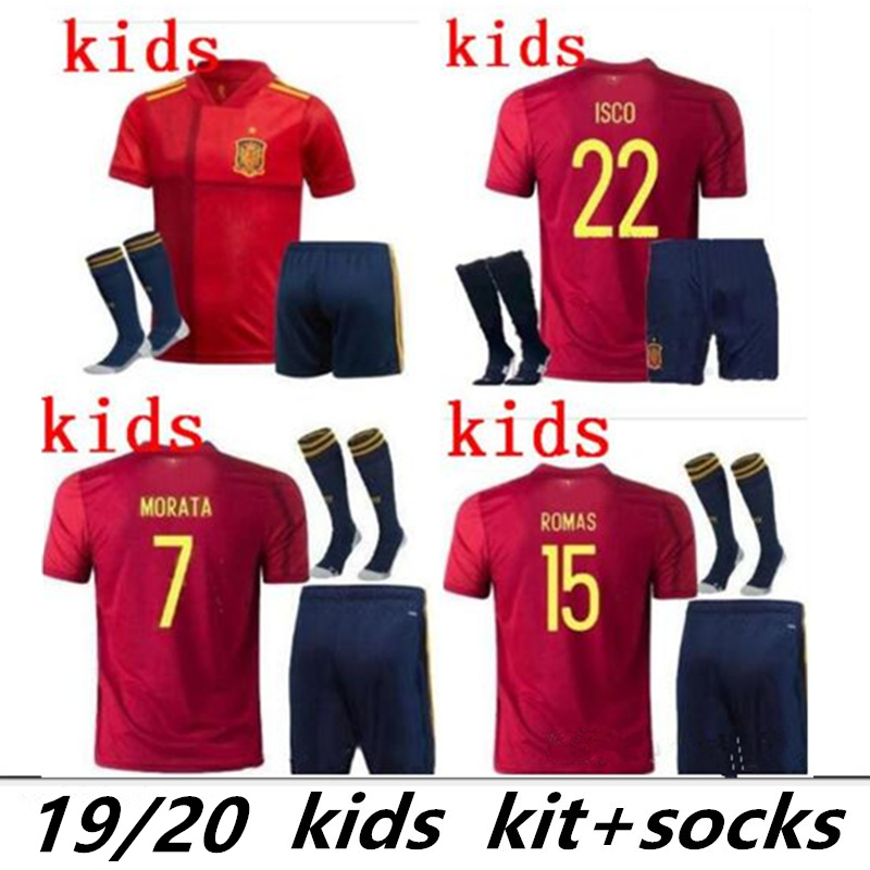 

2020 spain soccer jersey kids  21 camiseta de fútbol SERGIO A.INIESTA koke ASENSIO ramos SILVA isco cup football