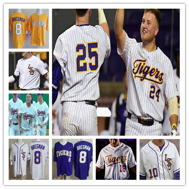 

LSU Tigers College Baseball 8 Alex Bregman All Stitched Baseball Jerseys S-3XL Purple Yellow White free shipping 10 Aaron Nola 5 Aaron Hill