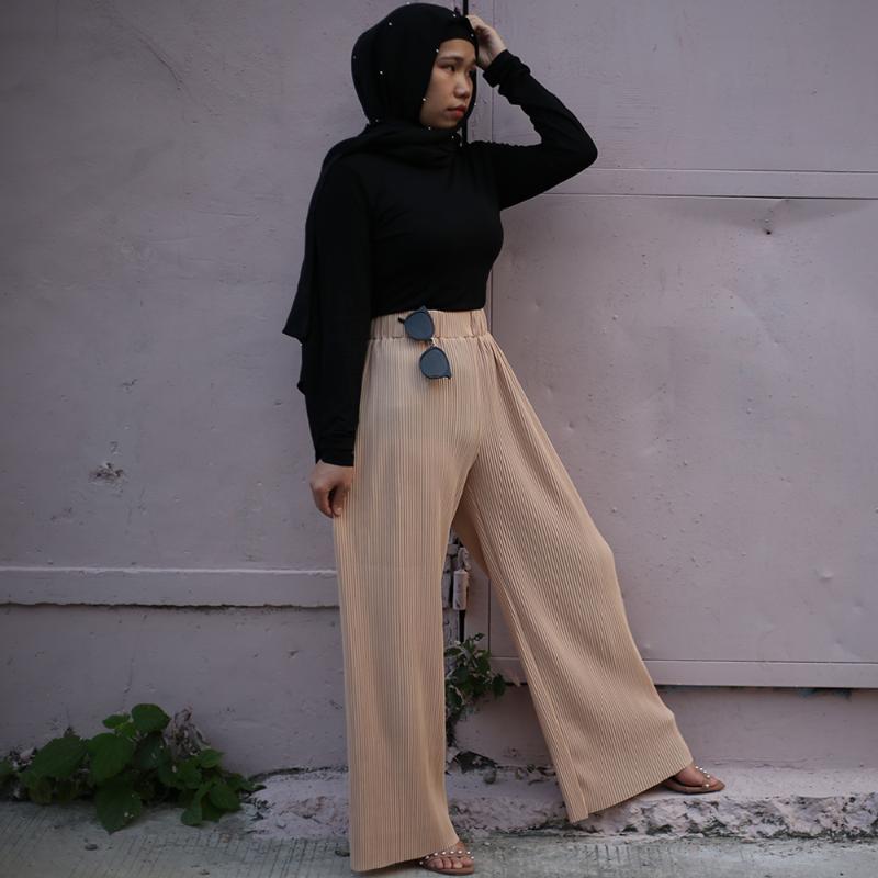 

Faldas Mujer Moda 2020Abaya Muslim Women Bottom Wide Leg Pants Musulman Turkish Islamic Clothing Jupe Longue Femme Pleated Pant