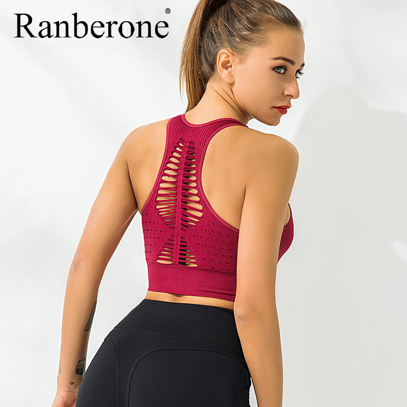 

2020 Sport Bras Women Sexy Mesh Brathable Sport Top Push Up Female Gym Fitness Sports Underwear Seamless Mujer Running Yoga Bra, Style 2 pink