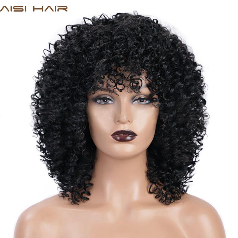 

AISI HAIR Synthetic Wig Afro Kinky Curly Wig Mixed Brown and Ombre Blonde Natural Black Hair for Women Heat Resistant Hairs, T2-30