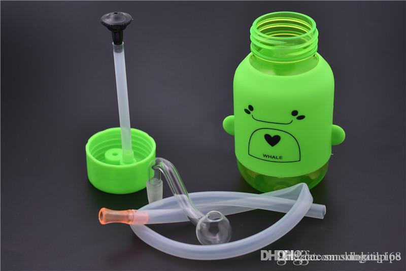 

Beutiful mini Cartoon plastic water pipe bong unbreakable beaker recycler bong inline perc glass oil burner bong with 10mm oil burner pipe