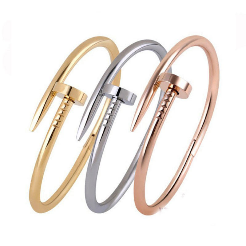 

3 Color nail top grade titanium steel fashion jewelry female accessories bangle rose gold bracelet couples wristlet jewel women