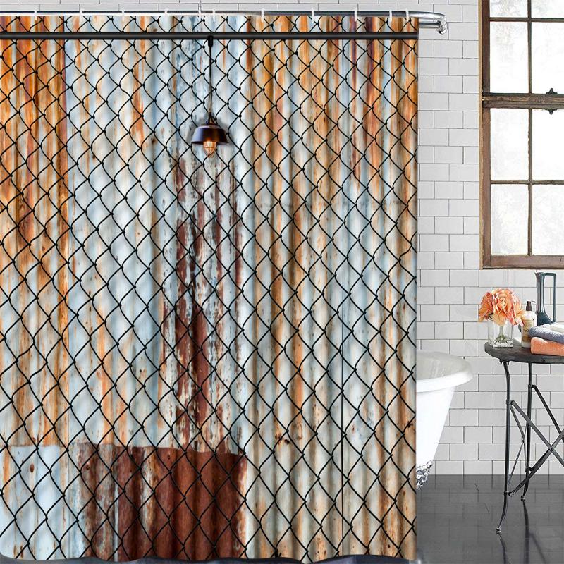 

Fabric Shower Curtain Barbed Wire Retro Shower Curtains Waterproof Polyester Bathroom Curtain &12 Hooks