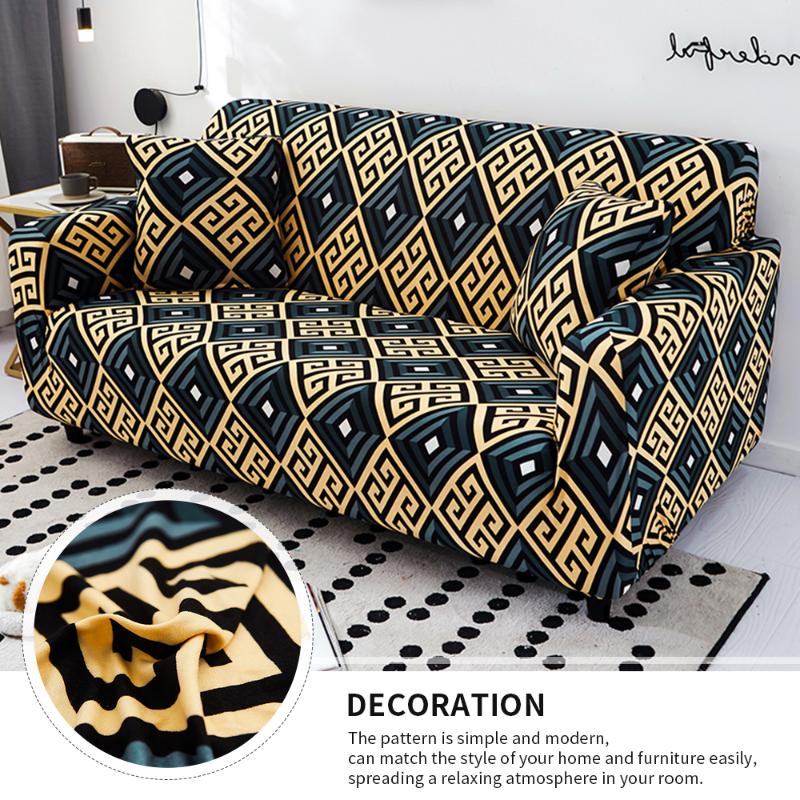 

1/2/3/4-Seaters Cotton Sofa Towel Slip-resistant Sofa Covers For Living Room Geometric Printing Stretch Elastic Cover