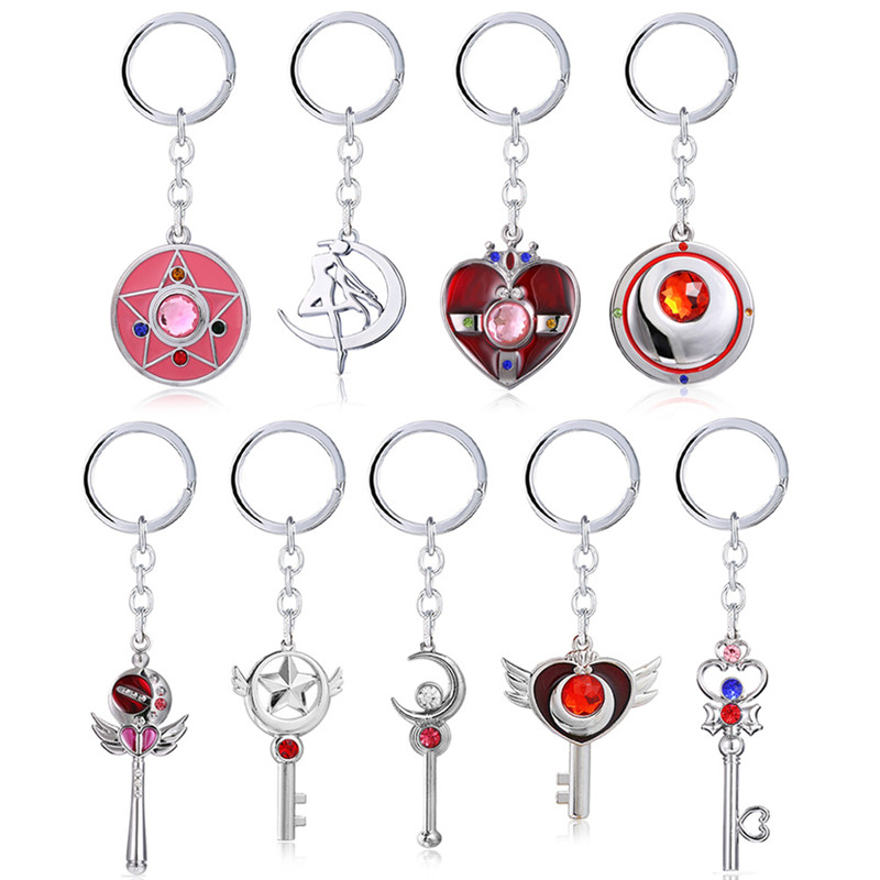 

Anime Sailor Moon Kechain Five Star Moon Shaped Key Holder For Girl Gifts 20pcs/lot