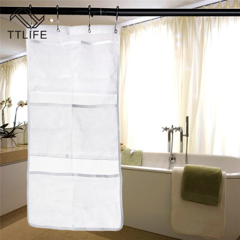 

TTLIFE Portable Hanging Storage Mesh Bath Shower Organizer Bathroom Gadgets Large Caddy Cloth Ohanging Organizer Accessories New, White