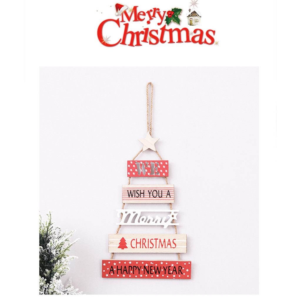 

Christmas Wooden Pendant Five Stars Tree Snow Window Festival Wall Decorations Direct sales business 2019 hot new products Acces
