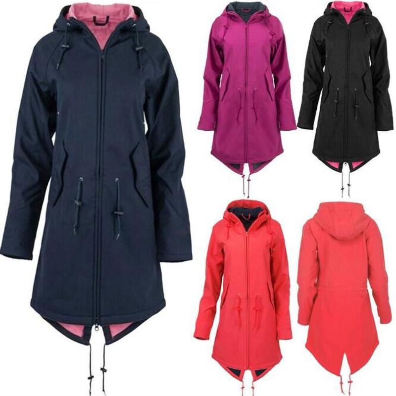 

Women' Solid Rain Jacket Outdoor Hoodie Waterproof Long Coat Overcoat Windproof For women Raincoat Outdoor Coat plus-size 9.10, Black