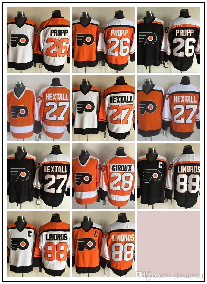 

MENS CCM Newest Men Stitched Philadelphia Flyers Blank PROPP HEXTALL/#28 GIROUX/#88 LINDROS White Black Orange CCM Ice Hockey Jerseys