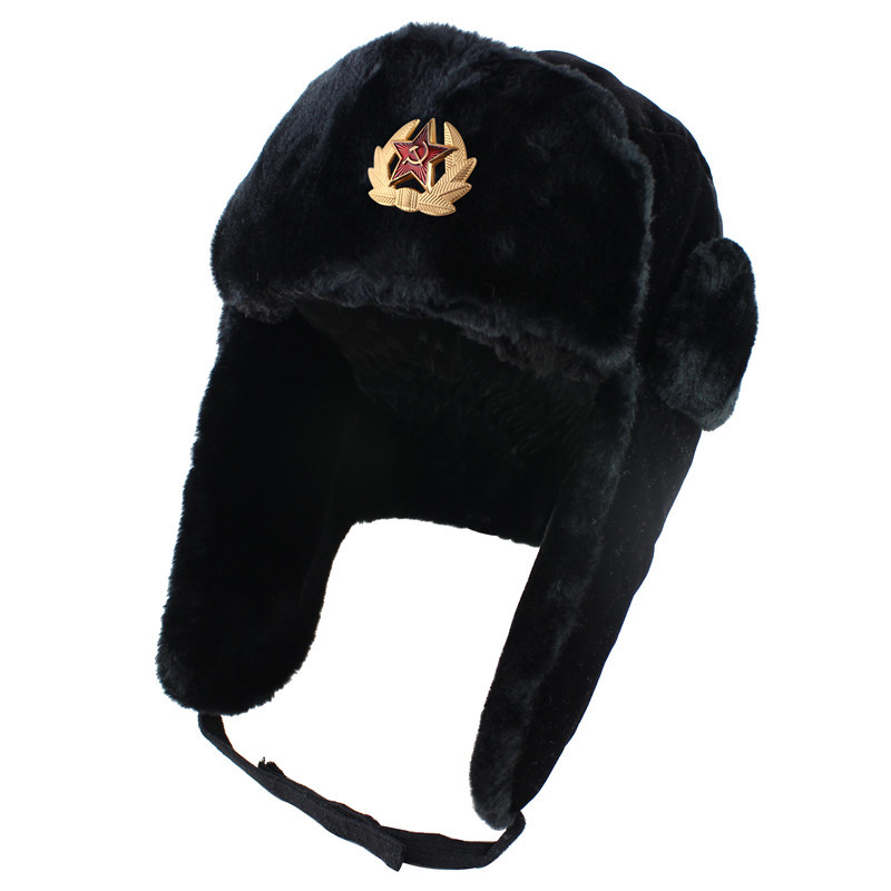 

Badge Lei Feng Hat Wind Proof and Waterproof Outdoor Hat for Men and Women Russian Warm Hat, Blue;gray