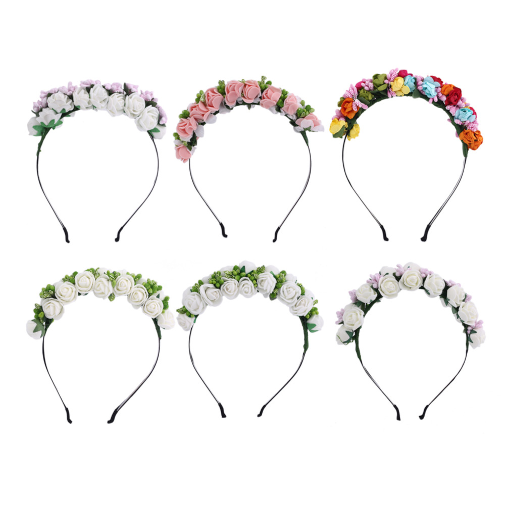 

Simulation Flower Wreath Headband Girl Simulation Flower Head Festival Wedding Ribbon Adjustable Girl Crown Hot New, Pattern 4