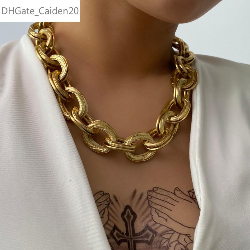 

Vintage Chunky Thick Curb Cuban Choker Necklace Collar Statement Heavy Metal Clavicle Necklace For Women Men Jewelry