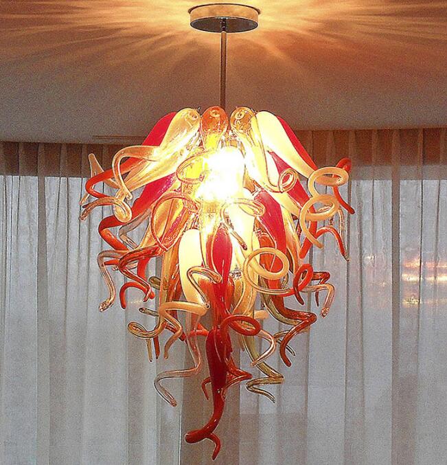 

Lamps Designed Hand Chandelier Light Italian Retro Ceiling Lighting Red Amber Colored Blown Glass Chandeliers Pendant Lights