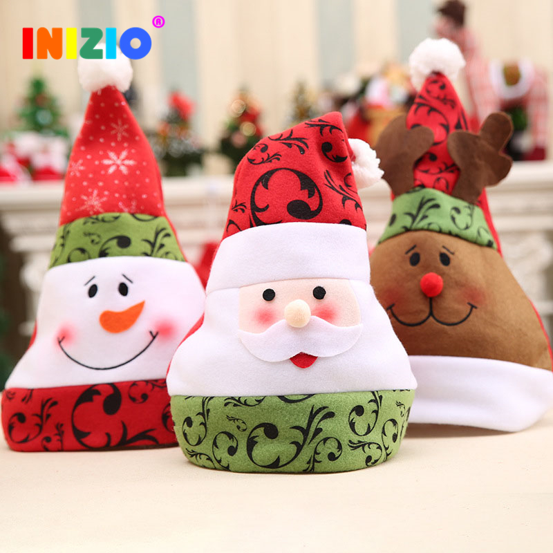 

2020 New Santa Snowman Elk Christmas Hat Boy Girl Adult Home Decoration 38*28cm Non-woven Hat Christmas Party