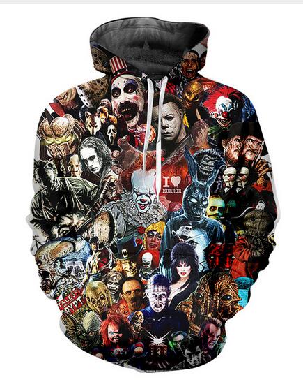 

New Fashion Harajuku Style Casual 3D Printing Hoodies Horror Mask Men / Women Autumn and Winter Sweatshirt Hoodies Coats BW0180, Multicolor