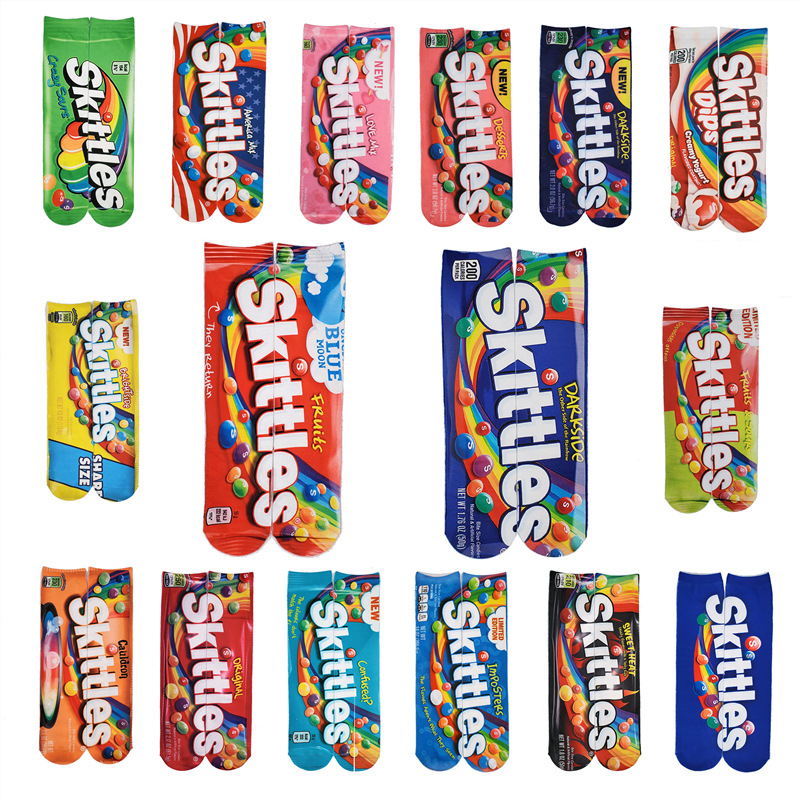 

Harajuku Funny Socks Skittles Print Cute Socks Men Rainbow Hall Creative Life Gifts for Men 22002, 16