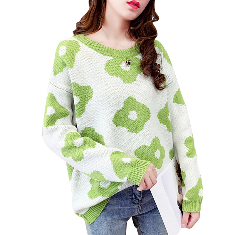 

Autumn and winter sweater female 2019 new elegant flower knit sweater pullover, See chart