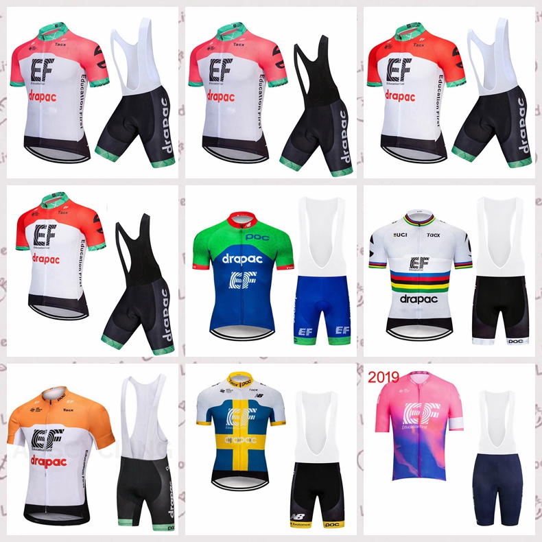 

EF Education First team Cycling Short Sleeves jersey bib shorts 2020 man breathable road bicycle Clothing C618-15, Black;red