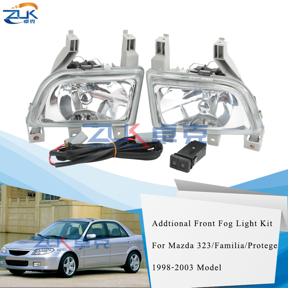 

Front Bumper Fog Lamp Fog Light Bulb Cable Wire Harness Switch Set Addtitional Kit For Mazda 323 Familia Protege BJ 1998-2003