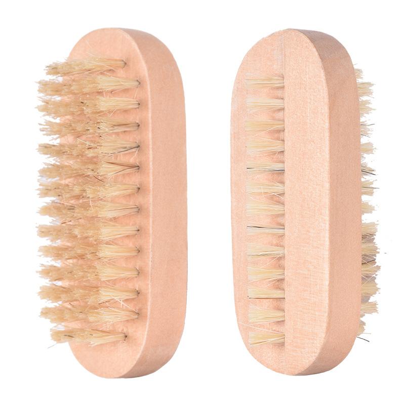 

Wooden Nail Brush Boar Bristle Double-sided Oval Shape Nails Small Cleaning Brushes