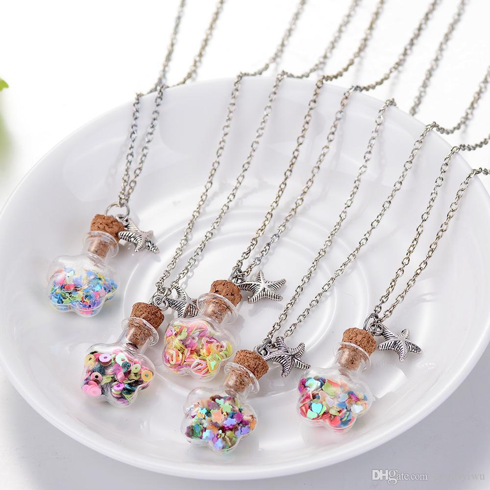 Mujeres Moda Retro De Colección botellas de deriva Niñas Suéter Largo Collar Colgante /&