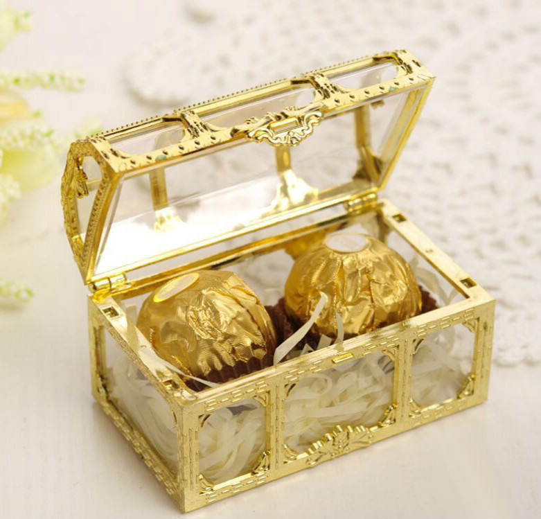 

Candy Boxes Party favors Candy Box Treasure Chest Shaped Wedding Favor Holders European style Celebration Gorgeous Shining, Silver