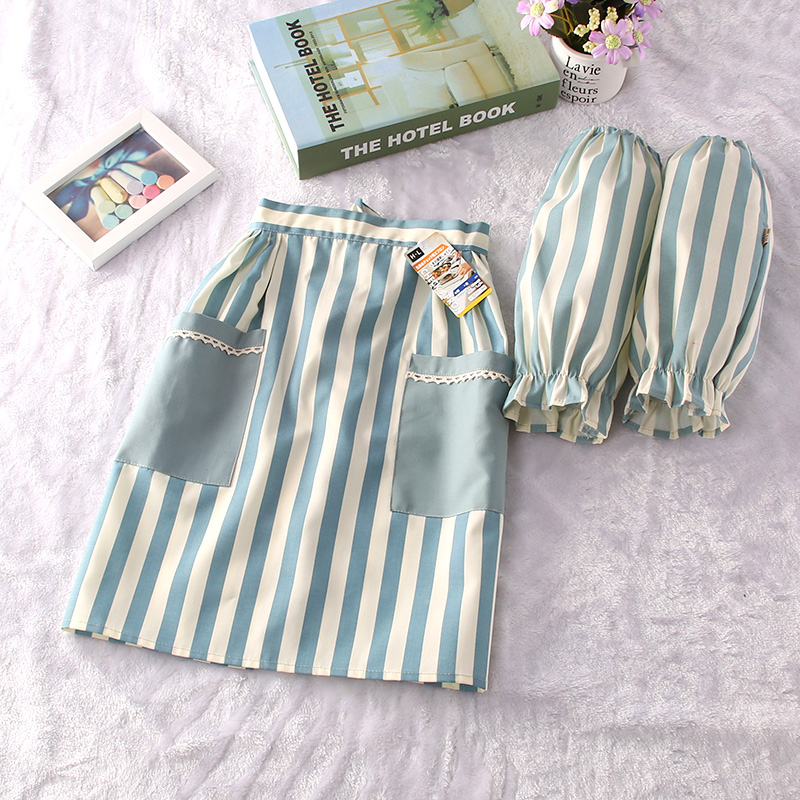 

Japanese Style Short Women Elegant Adult Cosplay Apron Cotton Apron With sleeves