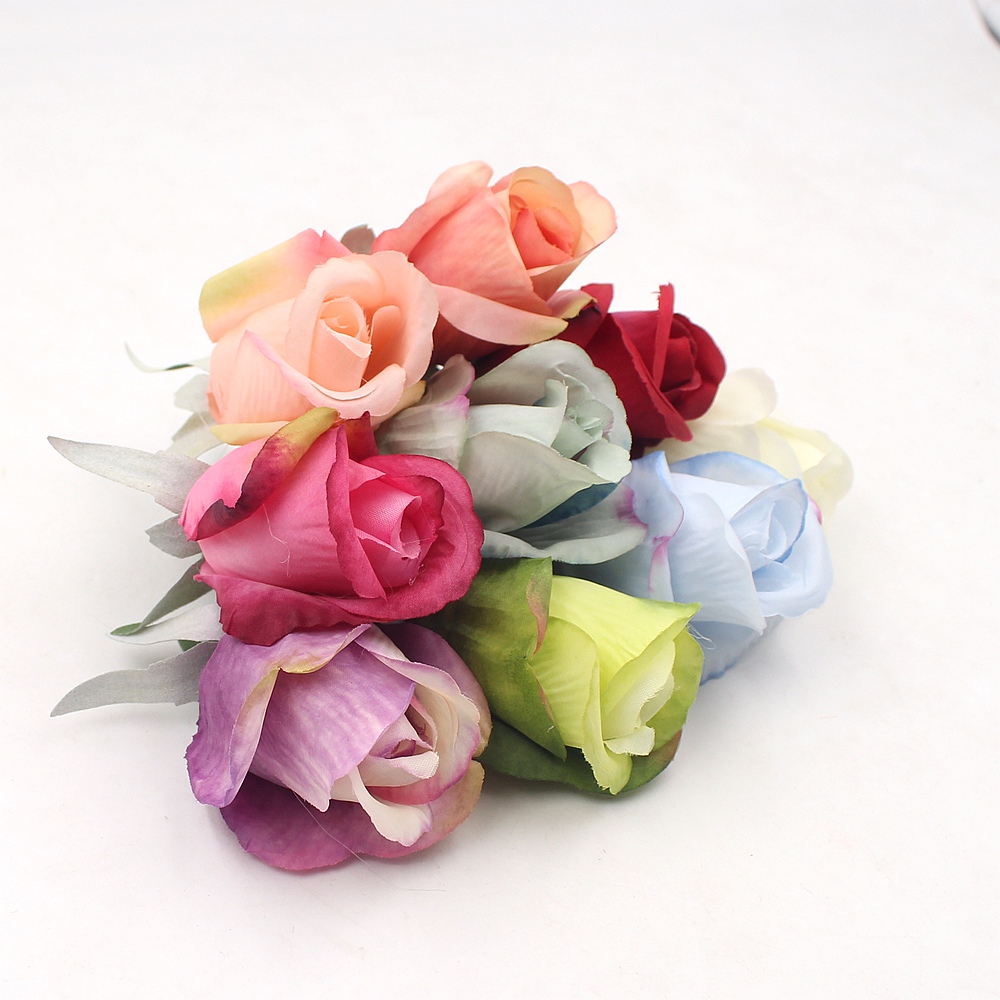

5pcs artificial flower silk 7cm tulip flower head wedding party home decoration DIY wreath gift box craft, Blue