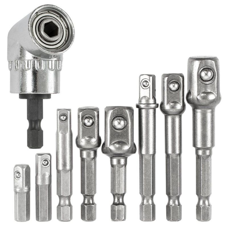 

HOT-Socket Adapter Impact Hex Shank Drill Bits Bar Set 1/4 inch 3/8 inch 1/2 with 1Pcs 105 Degree 1/4 Right Angle Dril
