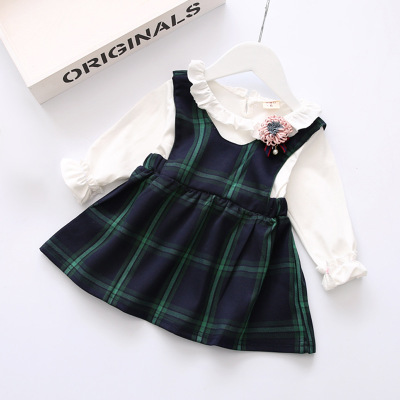 

2020 Kids Designer Dress Girls Brand Fake Two Princess Dresses Children Luxury Plaid Dress New Sweet Style Fashion Hot Selling, Red
