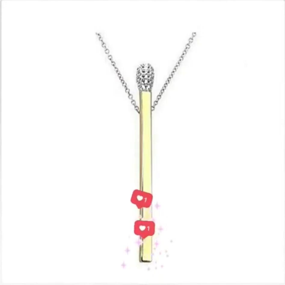

Matchstick Pendant Necklace Black & Colorful Zircon Setting Matches 925 Sterling Silver Chain Necklace Fashion Women Jewelry