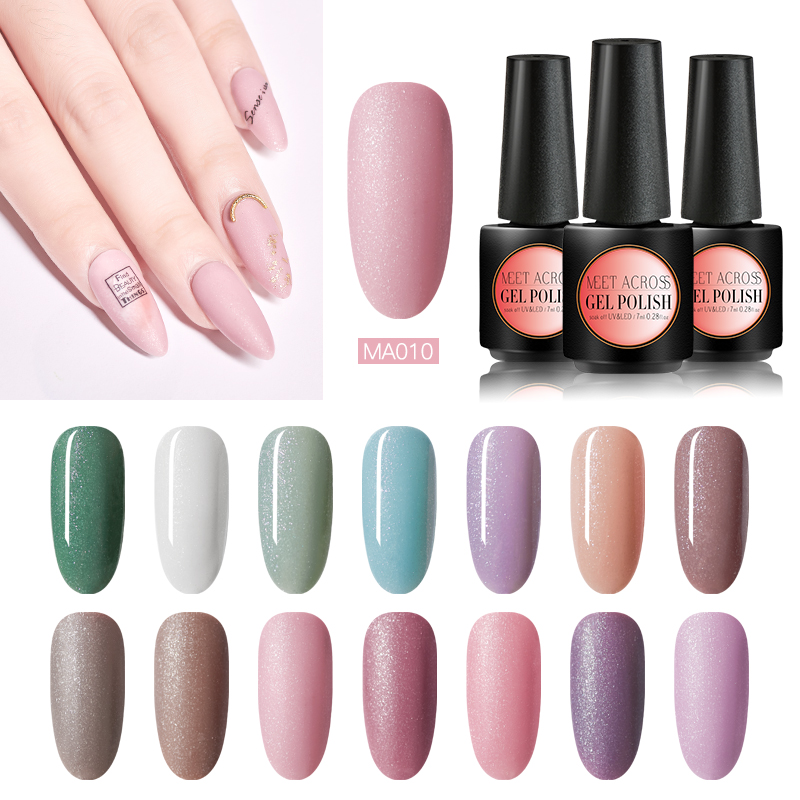 

MEET ACROSS Gel Nail Polish Uv Led Gel Nail Art Varnish Hybrid Soak Off Lacquer Semi-permanend Polish, Ts04648