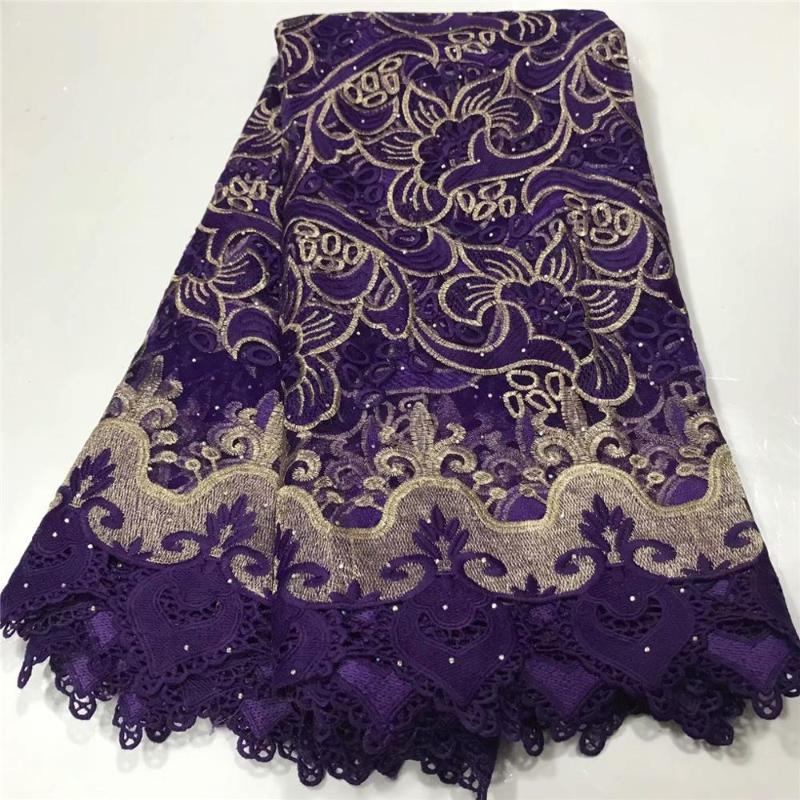 

2020 High Quality African Lace Fabric With stones African Embroidery Guipure Lace fabric for Nigerian Net women Dress 5yard