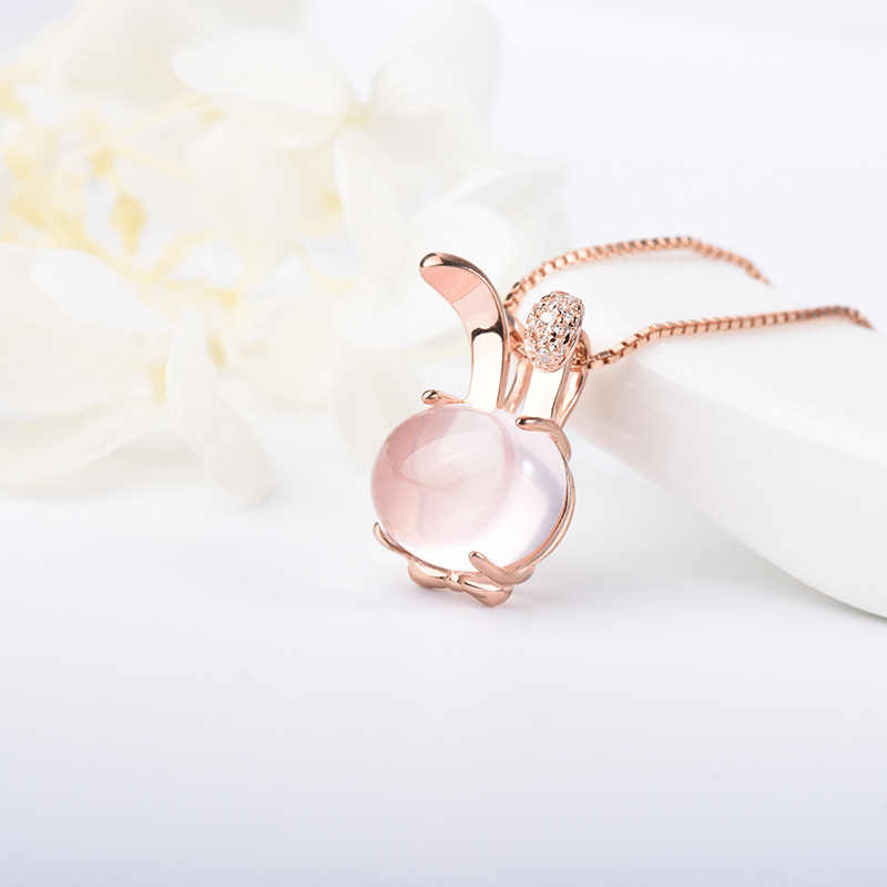 

30 New Cute Smart sign Rabbit small rabbit Choker cat Feline pet necklace 3D Crystal anime animal bunny Pendant hare Necklace gift jewelry