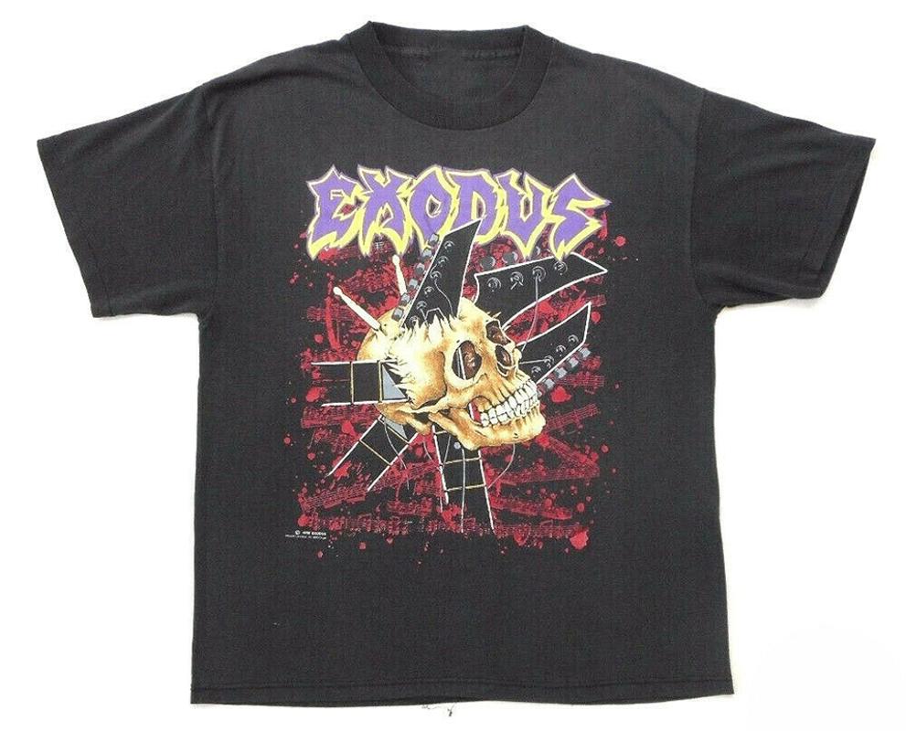 

Exodus T-Shirt Impact Is Imminent Tour Cities Thrash Metal Concert printing Men Tops Tee Shirt, Women white
