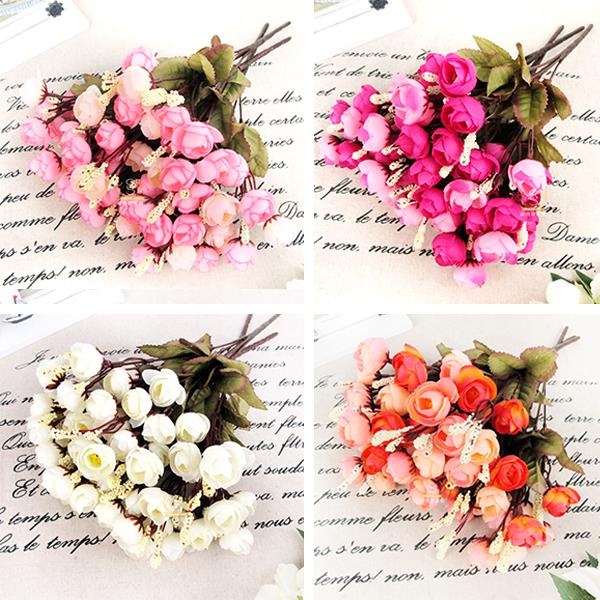 

Artificial Rose 18 Flower Heads Camellia Peony Bouquet Room Hydrangea Decor, Milk white