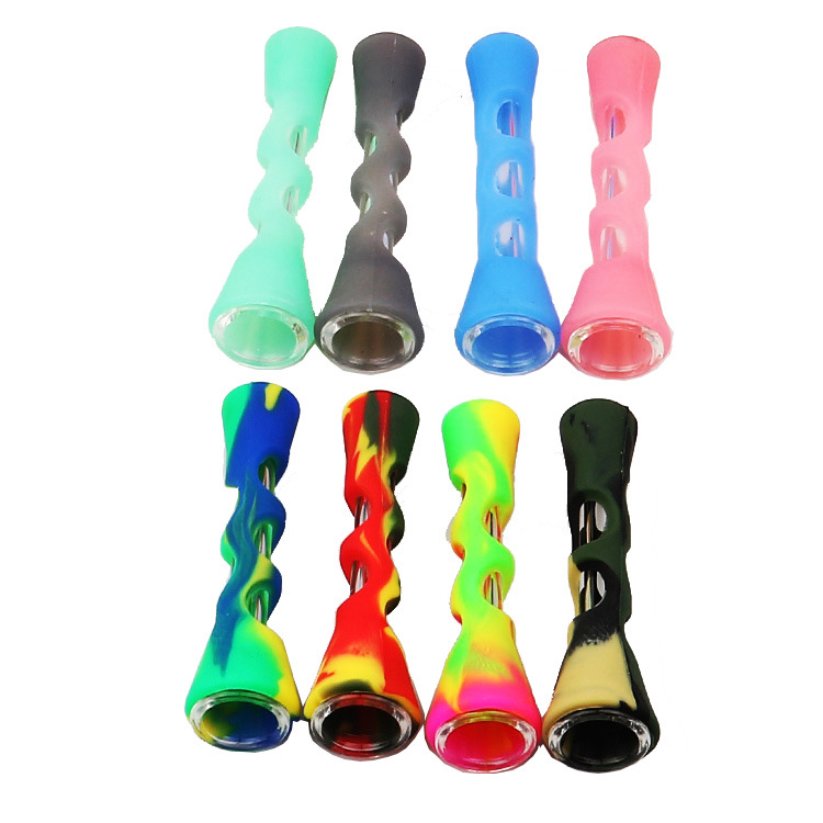 

Horn Shape FDA Silicone Glass Filter Tips One Hitter Pipes Cigarette Holder Dugout Tobacco Herb Pipes Accessories